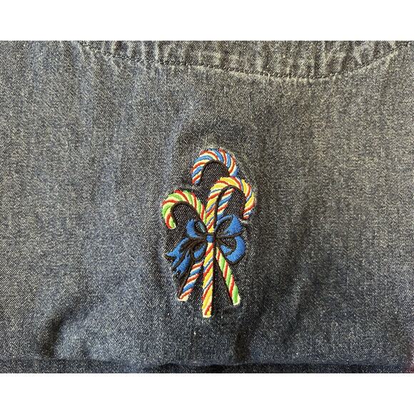 Vintage Ty Original Wear Womens Denim Button Up Candy Cane Dress Womens Size 8P - Picture 9 of 9